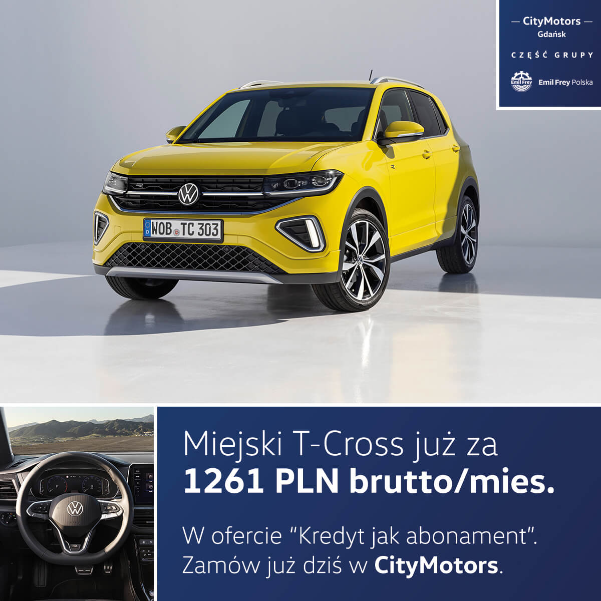 T-Cross już za 1261 PLN brutto_mies. - kredyt